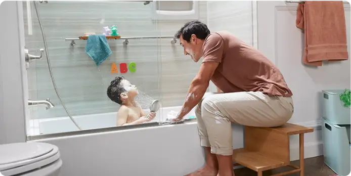 Image of a tub/shower combination.